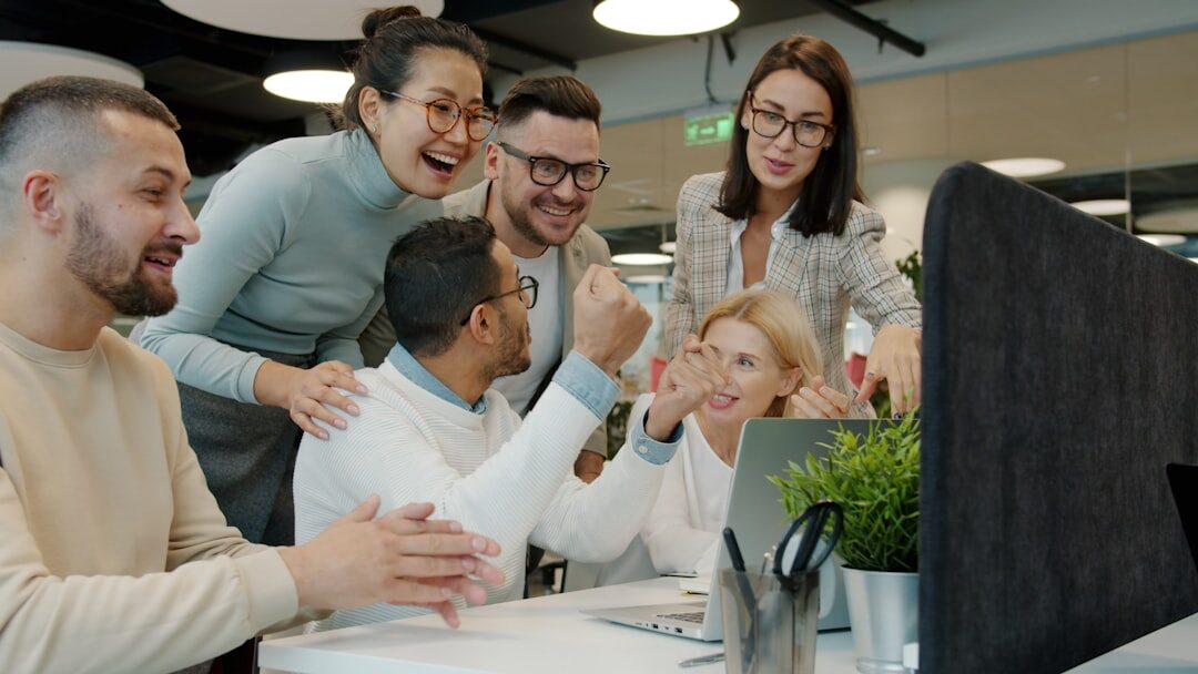 diverse team celebrating success