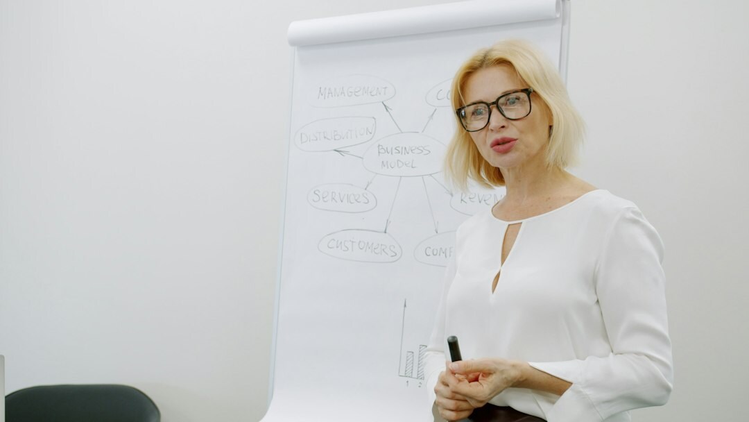 confident businesswoman presenting